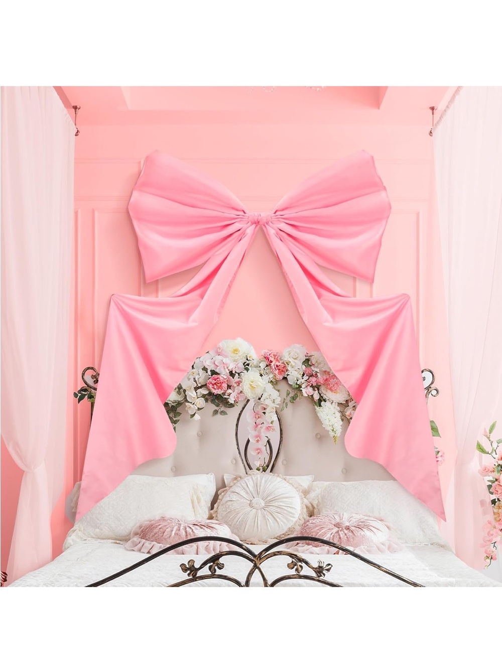 Big Pink Wall Bow Decorations 39 x 72 Inch Giant Birthday Party Decor Ribbon
